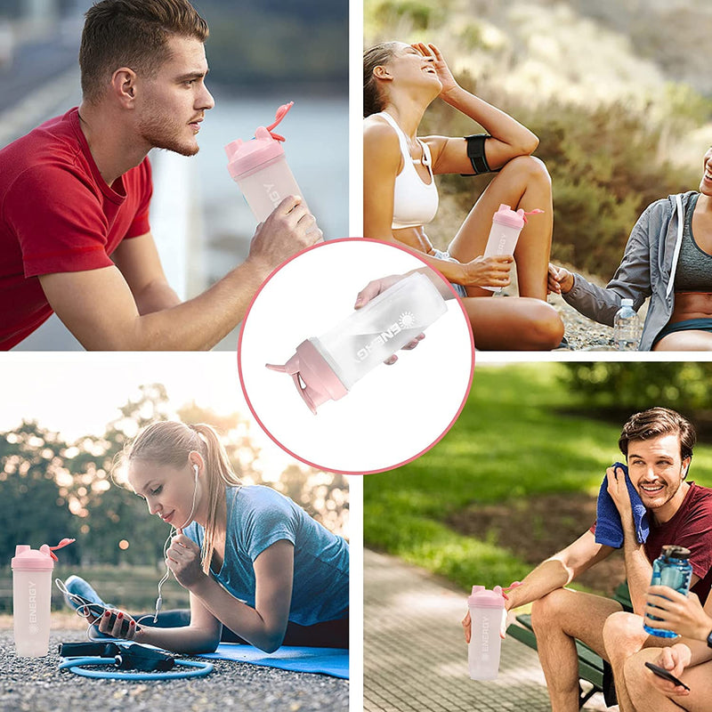 Pubiao Shaker for Protein and Sports Drinks Protein Shaker Cup Sports Supplement Shaker with Mixer Ball Fitness Milkshake Portable Workout Water Cup 500ml (Pink) Purple - NewNest Australia