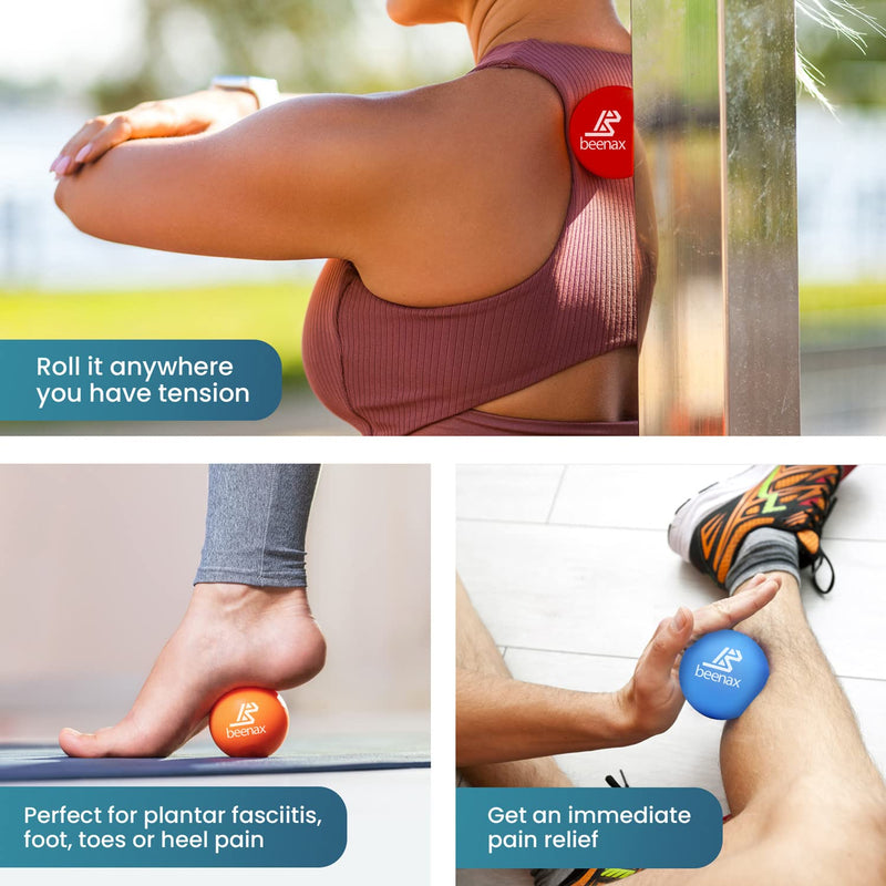 Beenax Lacrosse Massage Ball - Perfect for Trigger Point Therapy, Myofascial Release, Plantar Fasciitis, Deep Tissue, Muscle Relief, Rehab, Physio - Designed to Relieve Stress and Relax Tight Muscle Black - NewNest Australia