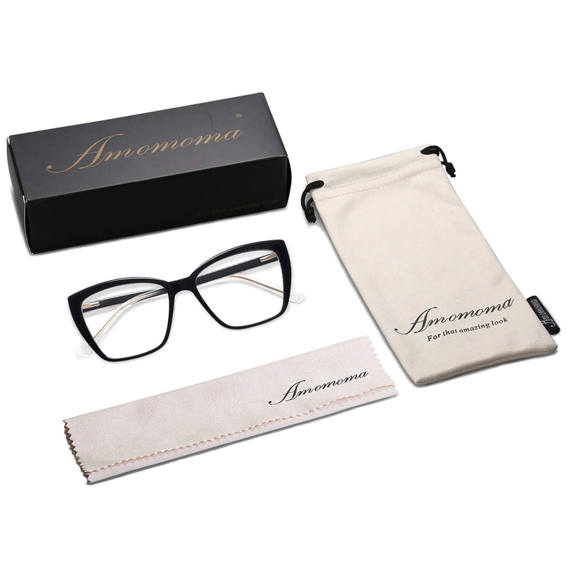 AMOMOMA Trendy TR90 Oversized Blue Light Reading Glasses Women,Stylish Square Cat Eye Glasses AM6031 0c1.black 0.0 x - NewNest Australia