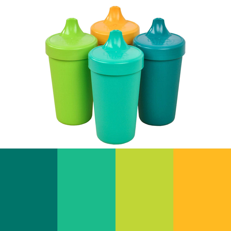 RE-PLAY 4pk - 10 oz. No Spill Sippy Cups for Baby, Toddler, and Child Feeding in Aqua, Lime Green, Sunny Yellow and Teal | BPA Free | Made in USA from Eco Friendly Recycled Milk Jugs | Aqua Asst.+ Aqua Asst. - NewNest Australia