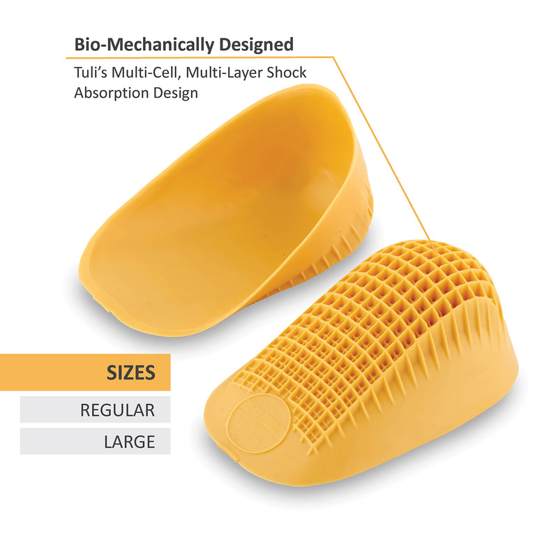 Tuli's Classic Gel Heel Pads - Thermoplastic Insoles with Multi-Layer Design for Better Shock Absorption - Helps Against Heel Spurs, Plantar Fasciitis, Foot Fatigue - L, 15 x 9 x 0.1cm Yellow - NewNest Australia