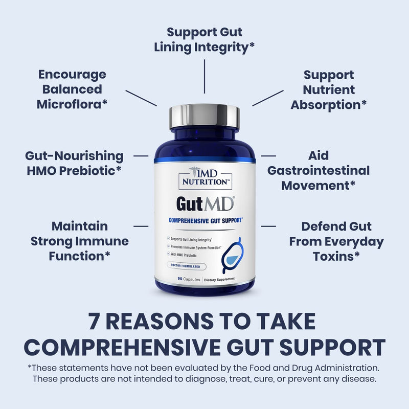1MD Nutrition GutMD - L-Glutamine and Prebiotic for Gut Integrity | Promote Digestive Tract Health | 90 Capsules 90 Count (Pack of 1) - NewNest Australia