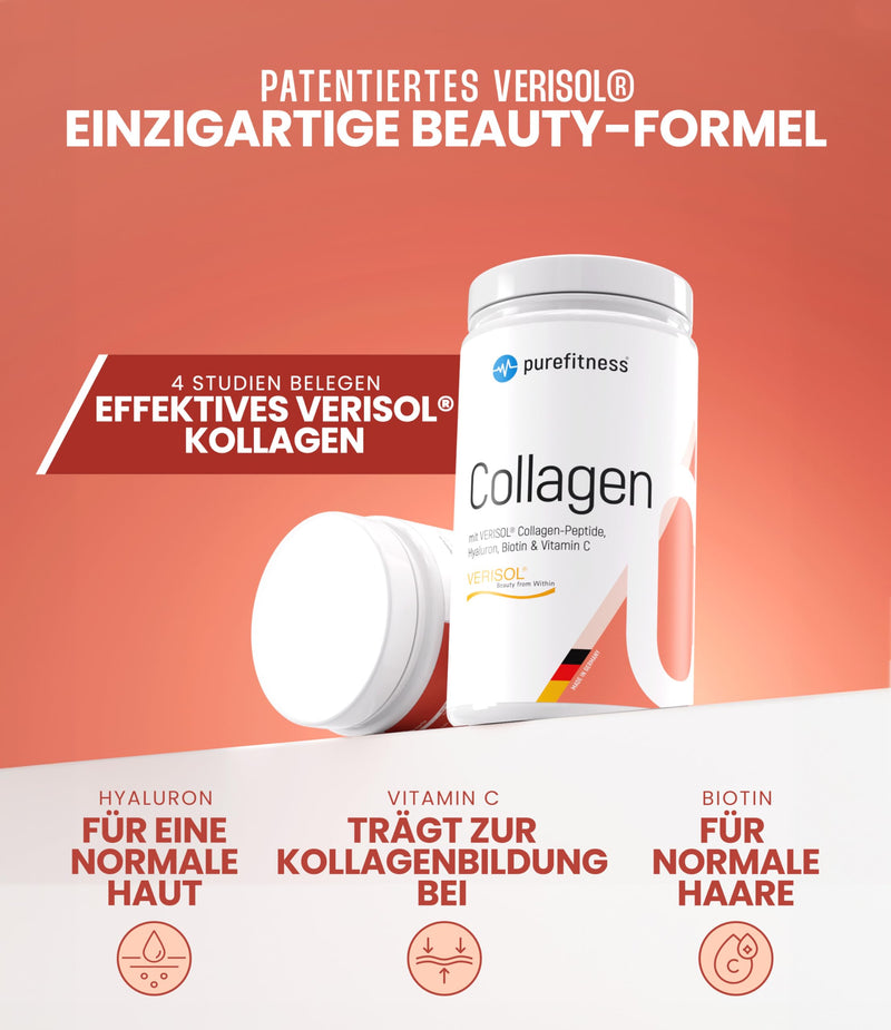 Purefitness Verisol® Collagen Powder 450 g [GRADE 1.3] with BEAUTY formula - Patented Verisol® Collagen Peptides - Collagen powder with hyaluronic acid, biotin & vitamin C - NewNest Australia