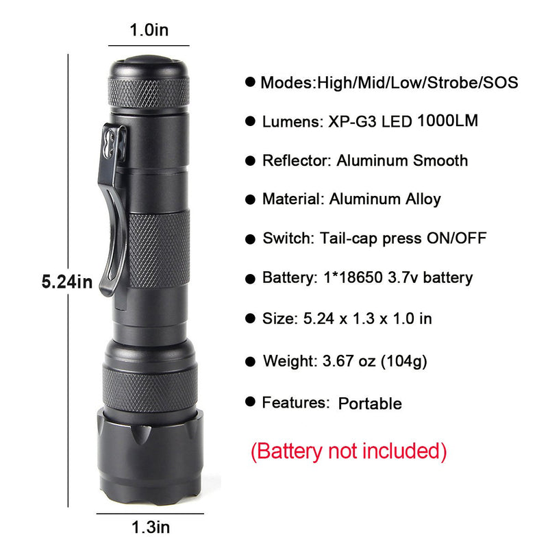 Ultrafire WF502B LED Flashlight 1000 Lumen Flashlight Torch 5 Mode Portable Flashlights (2 pack) - NewNest Australia