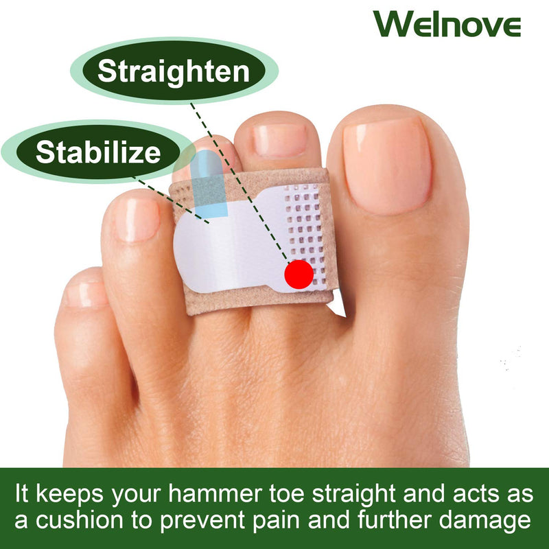 Welnove 10Pcs Hammer Toe Corrector, Hammer Toe Separator Splints, Hammer Toe Straightener Bandages, Cushioned Fabric Toe Wraps for Correcting Hammer Toes, Crooked Toes and Overlapping Toes - NewNest Australia