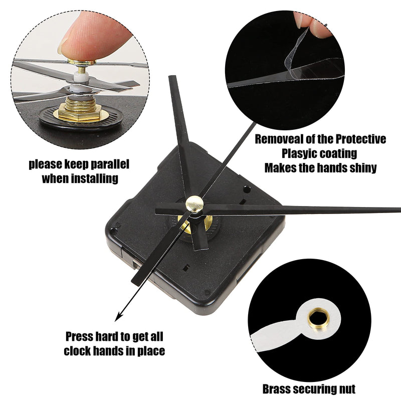 5pcs High Torque Quartz Clock Movement Mechanism Replacement Clock Kit with 12 Different Pairs of Hands Clock for DIY Handicrafts Repair Clock Parts Shaft Lengths 13mm 18mm - NewNest Australia