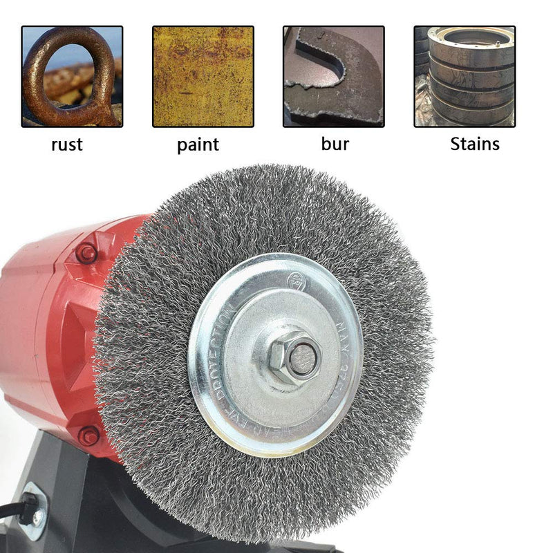 EMILYPRO 6" Bench Wire Wheel Brush | Coarse Crimped Steel Wire 0.012" with 5/8" Arbor for Bench Grinder - 2pcs 6in 2pcs - NewNest Australia