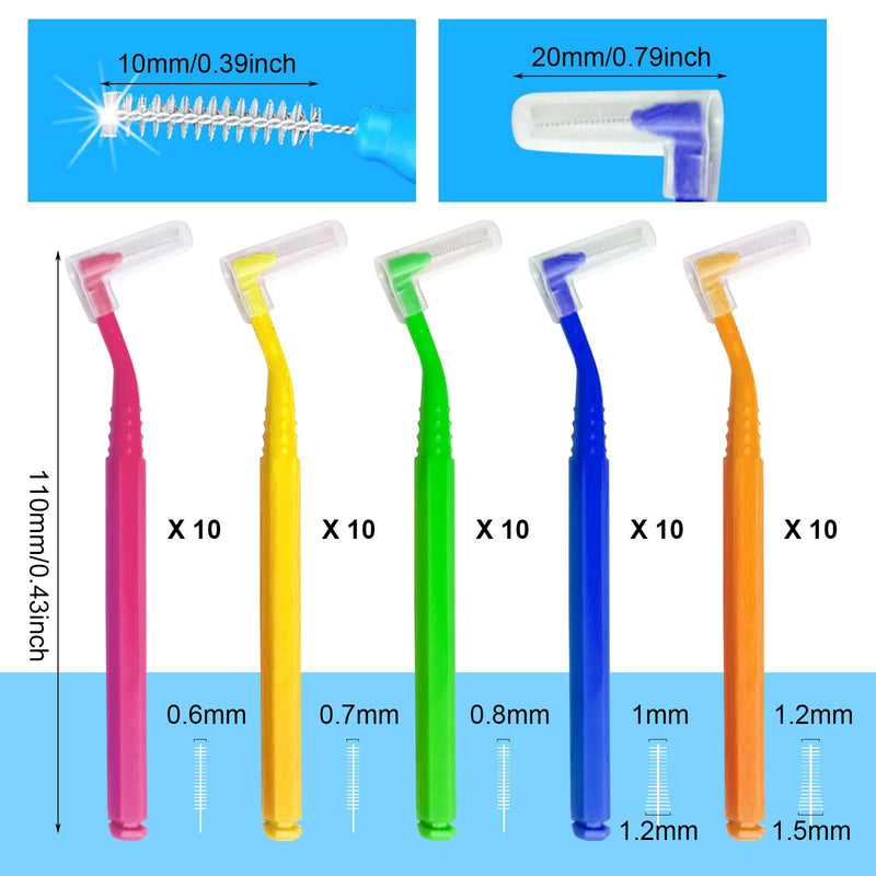 SKHAOVS Pack of 50 interdental brushes, toothbrushes for between teeth and gums, gap brush with non-slip handle, orthodontic universal care, braces cleaning, 5 colors - NewNest Australia