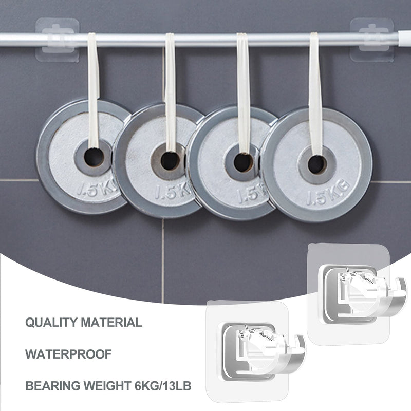 8PCS No Drill Curtain Rod Brackets No Drilling Self Adhesive Curtain Rod Holder Hooks Nail Free Adjustable Curtain Rod Hooks Curtain Hangers for Bathroom Kitchen Home Bathroom and Hotel (Transparent) 8 Tramsparent - NewNest Australia