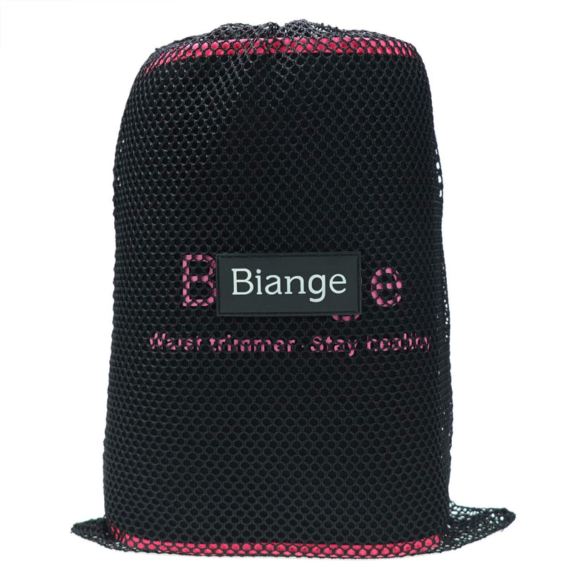 Biange Waist Trainer for Women Men Sweat Belt Waist Trimmer Belly Band Stomach Wraps- with Mesh Bag 1 * Pink & Black M(38” x 8”) - NewNest Australia