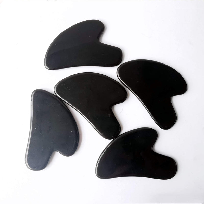 Bacatgem 1 Pcs Natural Black Obsidian Scraping Facial Massage Tools, Crystal Jade Guasha Stone Board for SPA Acupuncture Therapy Trigger Point Treatment - NewNest Australia