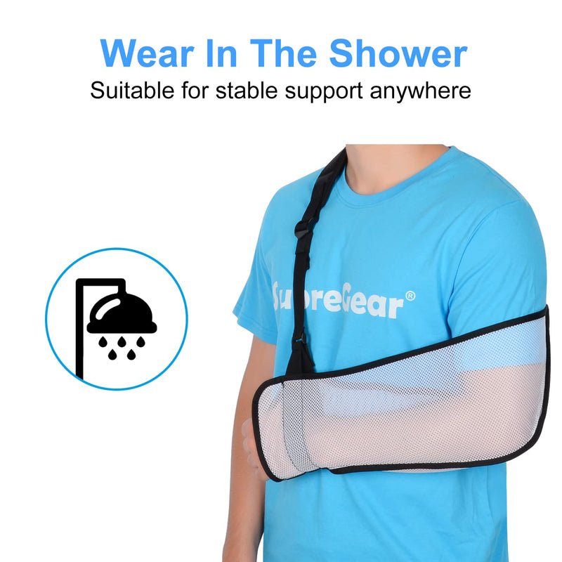 supregear Mesh Arm Sling, Adjustable Lightweight Comfortable Shoulder Arm Immobilizer Sling Breathable Right Left Shoulder Stabilizer Support for Injured Arm Elbow Wrist Hand (White) White - NewNest Australia