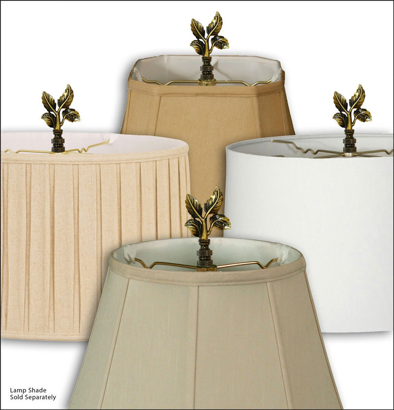 Royal Designs Elegant Leaves Lamp Finial for Lamp Shade- Antique Brass Set of 2 - NewNest Australia