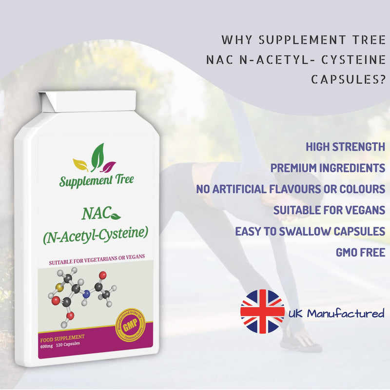 NAC N-Acetyl-Cysteine 600 mg 120 Capsules | Vegan NAC Supplement | High Bioavailability N Acetyl Cysteine Amino Acid Providing Non Toxic Stable Form of L-Cysteine | UK Manufactured - NewNest Australia