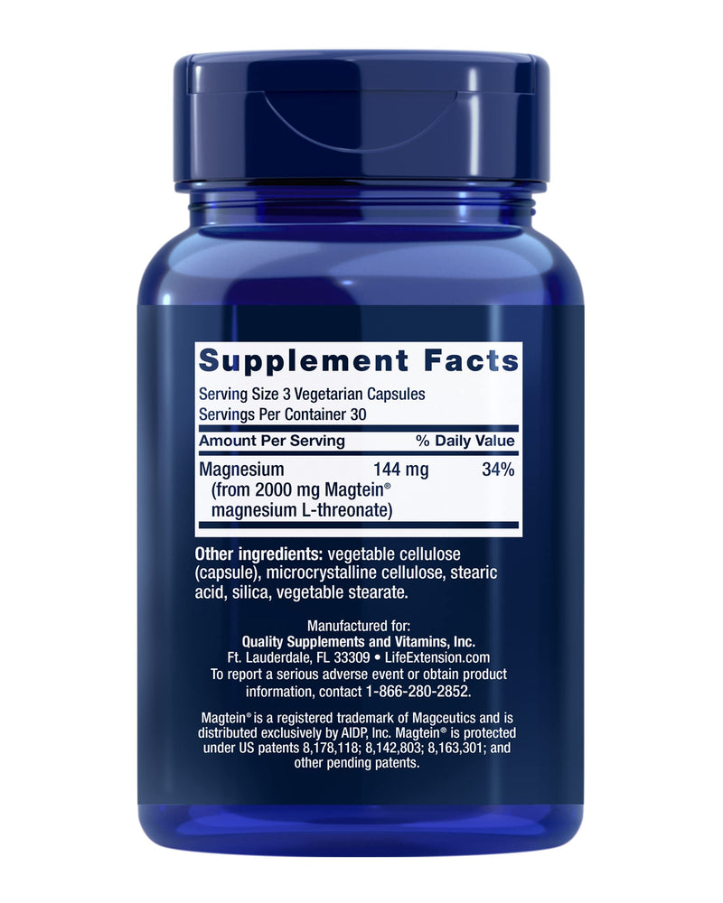 Life Extension Neuro-Mag Magnesium L-Threonate, 90 Vegetarian Capsules Ultra-Absorbable Magnesium - Memory, Focus & Overall Cognitive Performance Boost - Non-GMO, Gluten-Free - NewNest Australia