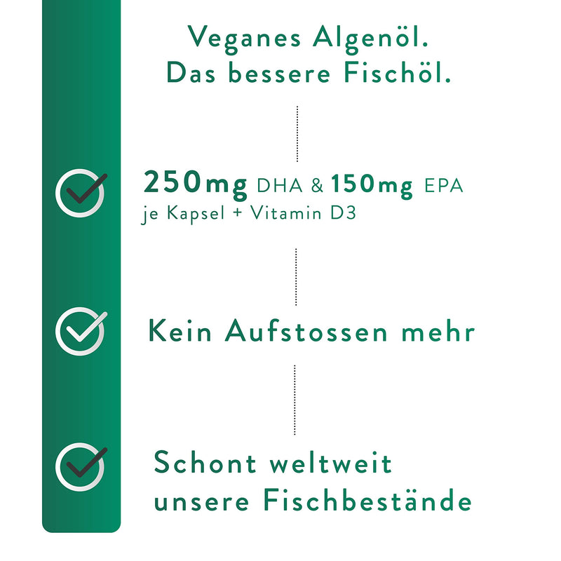 Vitalplant Omega 3 Vegan | 250Mg Dha + 150Mg Epa Per Capsule | 90 Capsules Of High-Dose Omega 3 Fatty Acids From Algae Oil | + Vitamin D3 | Herbal Alternative To Fish Oil Capsules - NewNest Australia