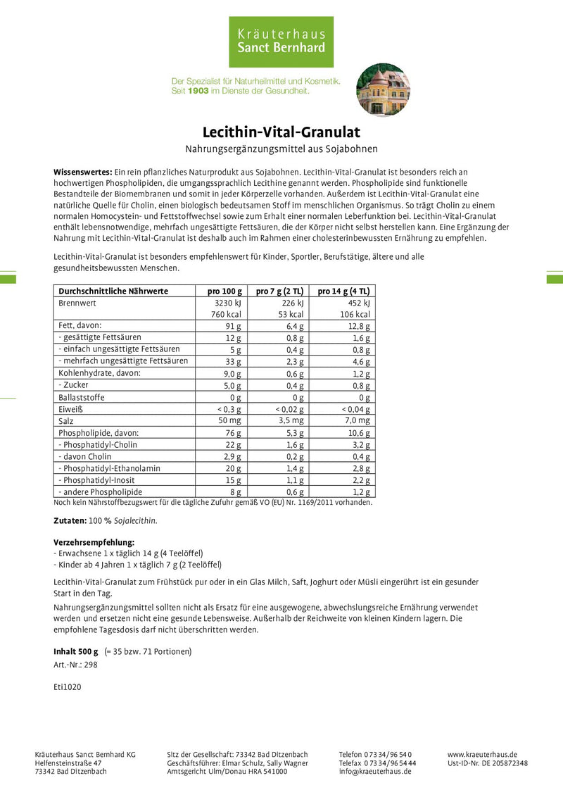 Sanct Bernhard Lecithin vital granules with polyunsaturated fatty acids