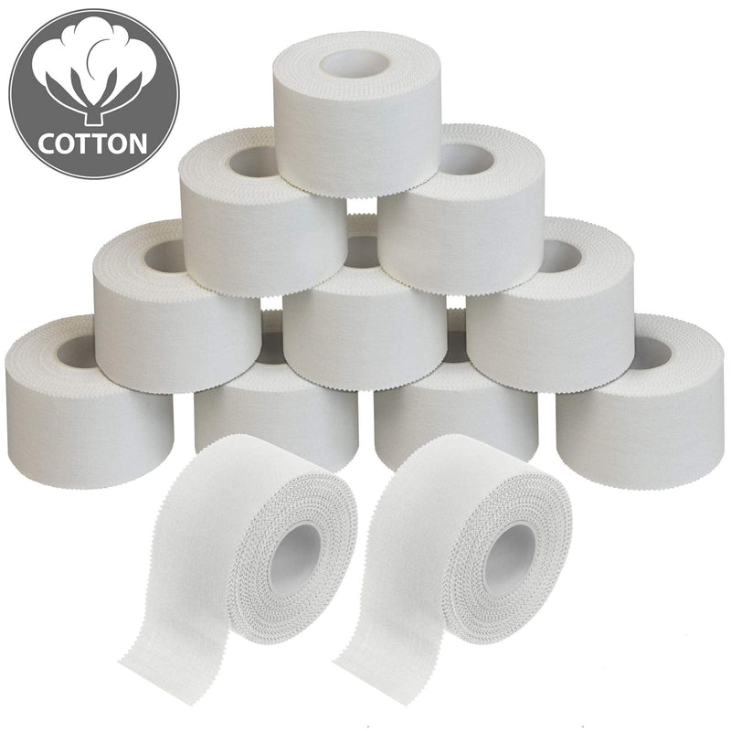 ALPIDEX 12 Rolls Sports Tape Set 3.8 cm x 10 m Joint Tape Bandage Many Colors Tearable Inelastic Sports Tape Skin-Friendly Handball Football Volleyball White - NewNest Australia