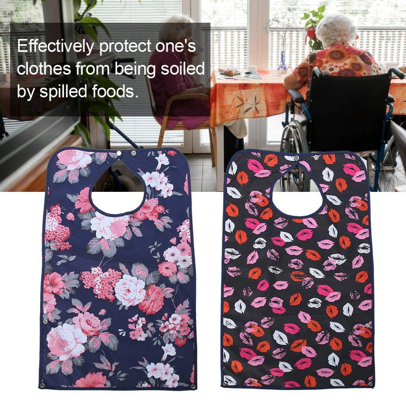 Adult Bibs for Women, 2 Waterproof Reusable Adult Elders Mealtime Bib Clothes Protector Bib PVC Mealtime Bib Detachable Clothing Protector Bib with Snap Fastener Design of the Bottom, 17.7 * 29.5in - NewNest Australia