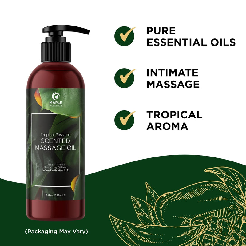 Tropical Sensual Massage Oil for Couples - Exotic Full Body Massage Oil - Relaxing and Moisturizing Body Oil for Men and Women Featuring Natural Aromatic Oils for Romantic Gifts for Her and Him - NewNest Australia