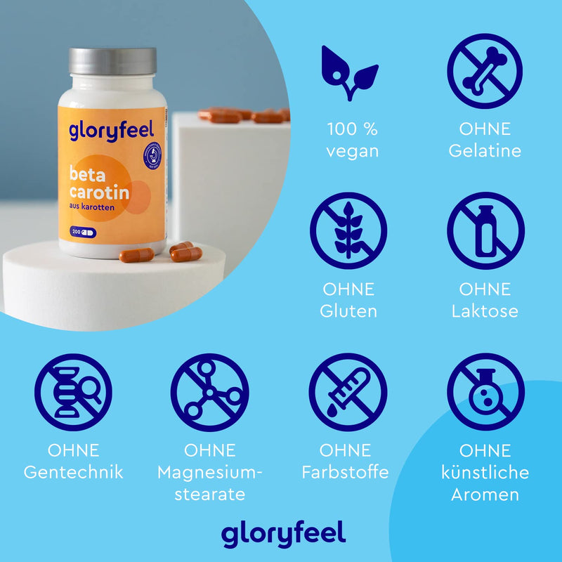 Beta Carotene Capsules - 200 Vegan Capsules - 100% Natural From Carrot Extract - Provitamin A For Vision, Skin And Immune System* - Laboratory Tested And Made In Germany Without Additives - NewNest Australia