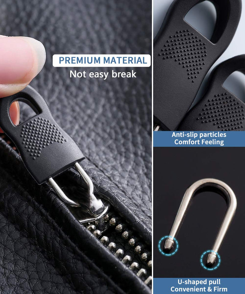 Zipper Pull, Universal Zipper Pull Replacement Kit, Removable Zipper Pulls Tab Replacement (20 Pcs), Black Zipper Pulls for Jackets, Luggage, Backpacks, Purses, Boots, Pants, Tents, (3 Styles 4 Sizes) Black Zipper Pull Kit - NewNest Australia