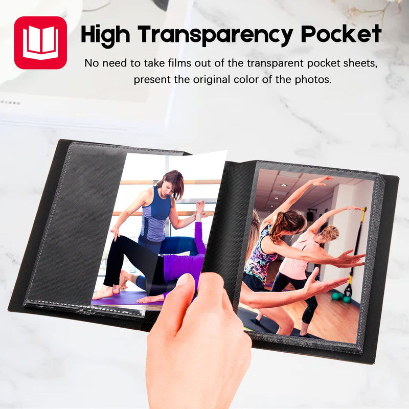 Small Photo Album 5x7 Holds 64 Photos Black Inner Page with Strong Elastic Band, 5x7 Mini Book Photo Pictures Album for Artwork, 5x7 Picture Storage, Kids Art Storage, Postcards, Drawings (Black) 1Pack - NewNest Australia