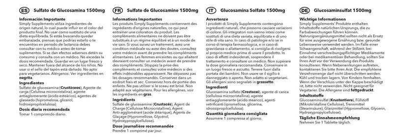 Glucosamine Sulfate 1500mg - 360 Tablets - 1 Year Supply - SimplySupplements - NewNest Australia