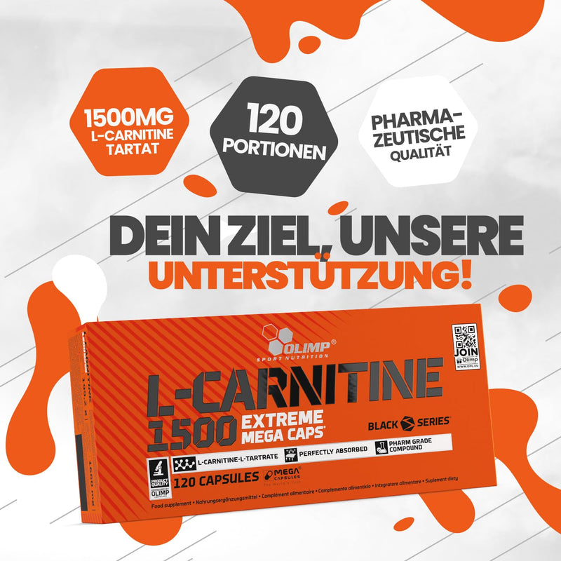 OLIMP-L-Carnitine 1500 Extreme Mega Caps (120 capsules). 1500 mg L-carnitine in the form of tartrate per capsule | 120 pieces (pack of 1) - NewNest Australia
