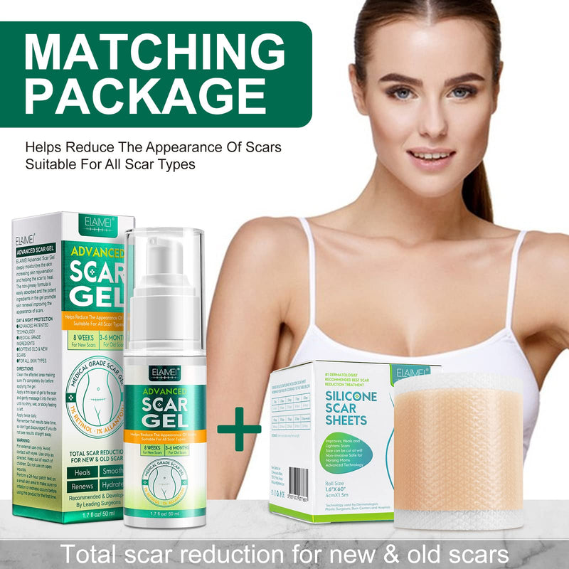 Silicone Scar Gel- Scar Removal Cream Gel, Stretch Mark Cream, Medical Advanced Scar Gel for Old and New Scar, Scar Cream for Surgical Scars, C-Section, Keloid, Acne Scars, Gentle Formula 50ML Green - NewNest Australia