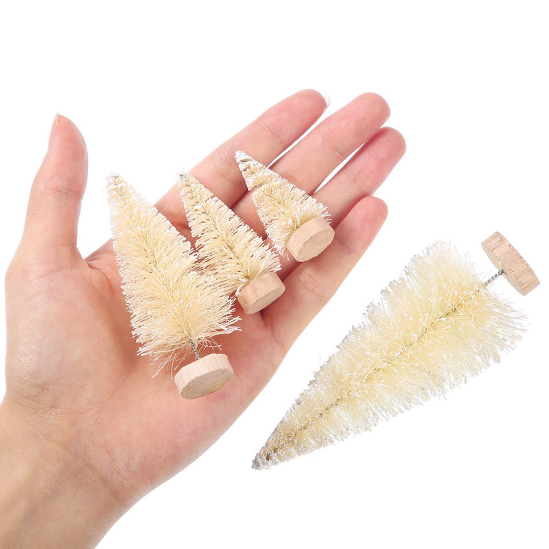 SATINIOR 60 Pieces Artificial Mini Christmas Tree Sisal Snow Trees Bottle Brush Christmas Trees Pine Trees Ornaments with Wooden Base for Christmas Party Home Decoration (4 Sizes, White) 4 Sizes - NewNest Australia