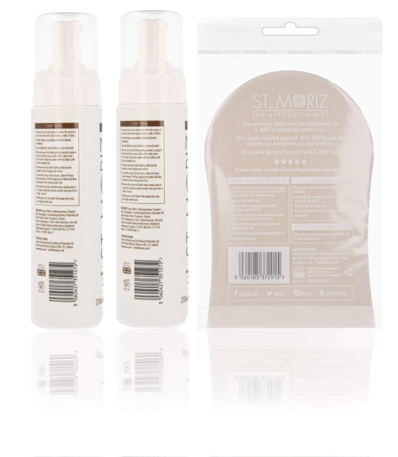 St Moriz Instant Self Tanning Mousse in Dark Tone with Mitt - 2 x 200 ml - NewNest Australia