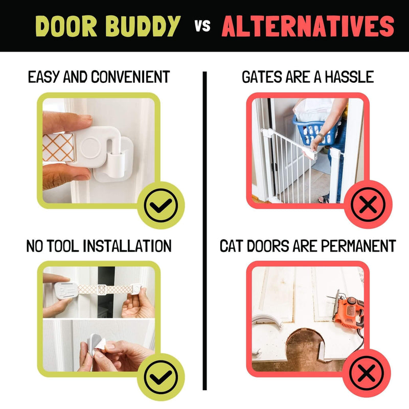 Door Buddy Child Proof Door Lock with Adjustable Strap. No Need for Baby Gate with Pet Door. Baby Proof Door to Litter Box Room. Cats Enter Easily. Installs in Seconds and is Simple to Use. (Caramel) Caramel - NewNest Australia