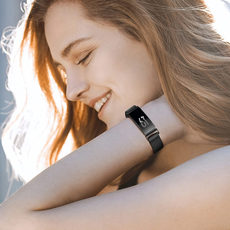 Fintie Elastic Bands Compatible with Fitbit Inspire 2 / Inspire HR/Inspire, Adjustable Stretchy Nylon Loop Band Breathable Replacement Strap Accessory Wristband, Black - NewNest Australia