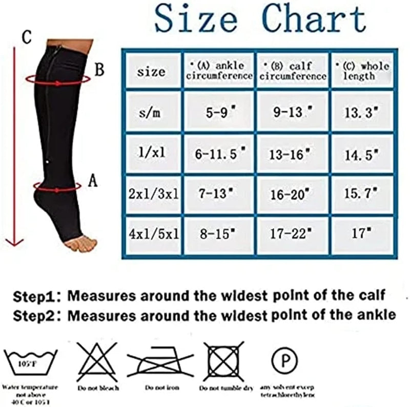 Cheeroyal Compression Socks With Zip, Knee High 15-20 Mmhg Compression Socks For Men And Women, Open Toe Support Socks For Varicose Veins, Edema, Recovery, Pregnant Women - NewNest Australia