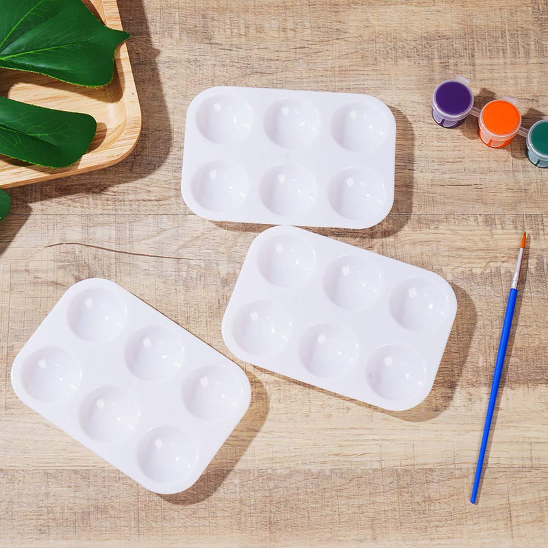 DAIKOYE 30 PCS White Plastic Paint Palettes 6 Well Rectangular Watercolor Palette Painting Tray for Painting Party, DIY Craft and Art Painting - NewNest Australia