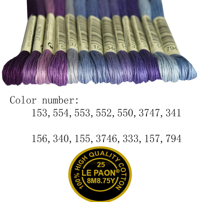 Premium Rainbow Color Embroidery Floss - Cross Stitch Threads - Friendship Bracelets Floss - Crafts Floss - 14 Skeins Per Pack Embroidery Floss, Dark Delft Blue Gradient 153-794 - NewNest Australia