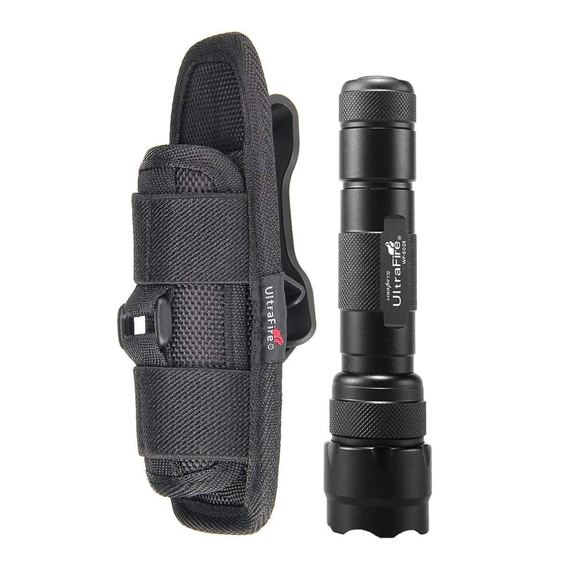 UltraFire WF-502B Single Mode 1000 Lumen Mini Tactical LED Flashlight Torch and EDC Flashlight Holster Duty Belt Holder with 360 Degrees Rotatable Clip for Camping (Not Include 18650 Battery) - NewNest Australia