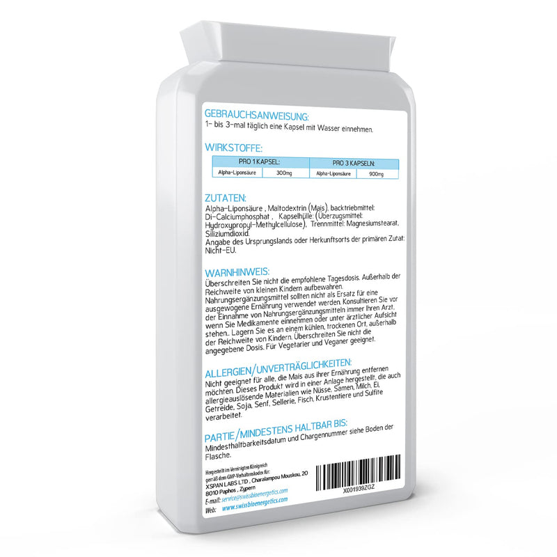 Alpha Lipoic Acid 300mg, 120 Capsules, Dual ALA (both R-ALA and S-ALA), Made in the UK. - NewNest Australia