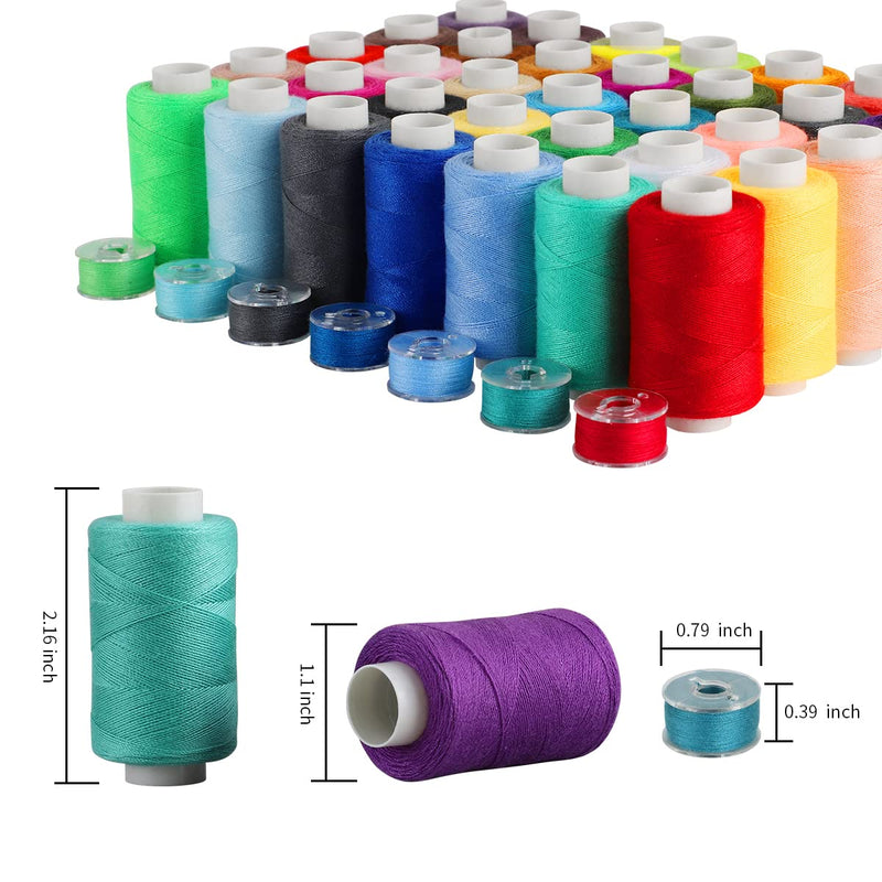 Blibly 72Pcs Bobbins Sewing Thread Kits, 500 Yards Per Polyester Thread Spools with Needle, Threader, Scissors and Ruler, Prewound Bobbin with Case for Hand & Sewing Machine,36 Colors - NewNest Australia