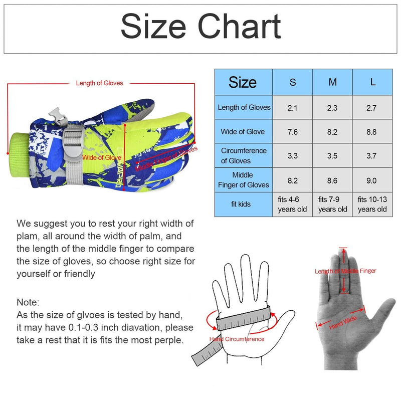Cevapro -30℉ Ski Gloves Kids Winter Snow Gloves Waterproof Cold Weather Gloves for Boys Girls Kids Green Kids L (10-12 years old) - NewNest Australia