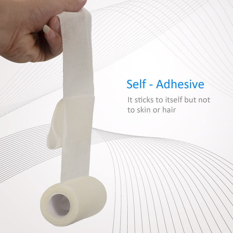 Cohesive Bandage Self-Adhesive 10 Cm X 4.5 M, 6 Rolls Fixation Bandage Self-Adhesive Cohesive Bandage For First Aid Dog Veterinary Wrap Tape Sports Elastic Bandage For Wrist, Feet (White) - NewNest Australia