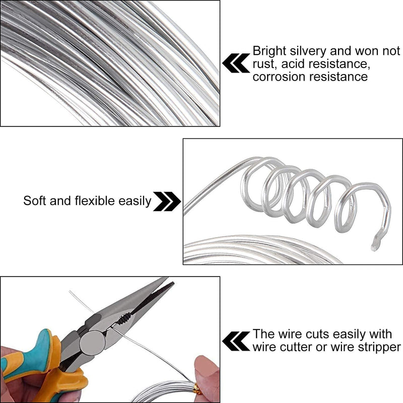 14 Gauge Aluminum Wire Silver Aluminum Wire 2mm Metal Craft Armature Wire 14 Gauge Bendable Metal Wire for Making Beading Jewelry Craft Dolls Skeleton DIY Crafts (4 Rolls, Total 131.2Ft) 14 Gauge Wire D2.0mm - NewNest Australia