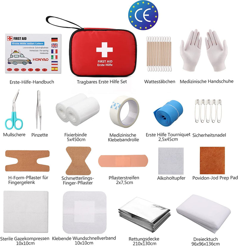 Honyao First Aid Kit, Mini Travel Pharmacy 90 Pieces, Emergency Bag, Emergency Set, Small For Outdoor, Car, Bicycle, Home, Motorcycle, Workplace, Hiking, Camping, Emergency - NewNest Australia