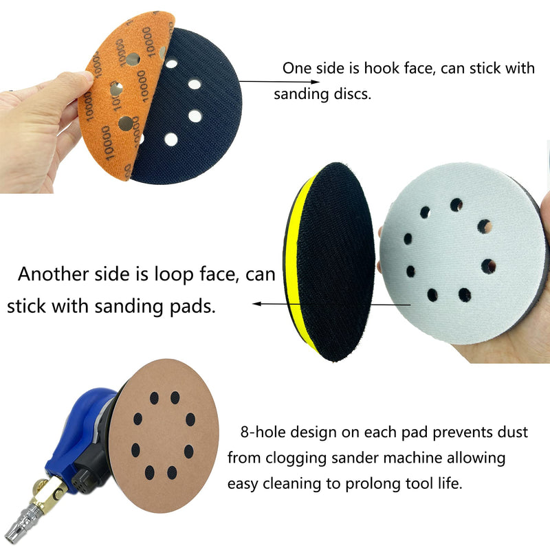 32pcs Sandpaper 8 Hole 5 inch Sanding Discs Hook and Loop 1500/2000/2500/3000/4000/5000/7000/10000 Grits Wet Dry Sandpaper with 2pcs Interface Pads for Random Orbital Sander Automotive Metal Polishing - NewNest Australia