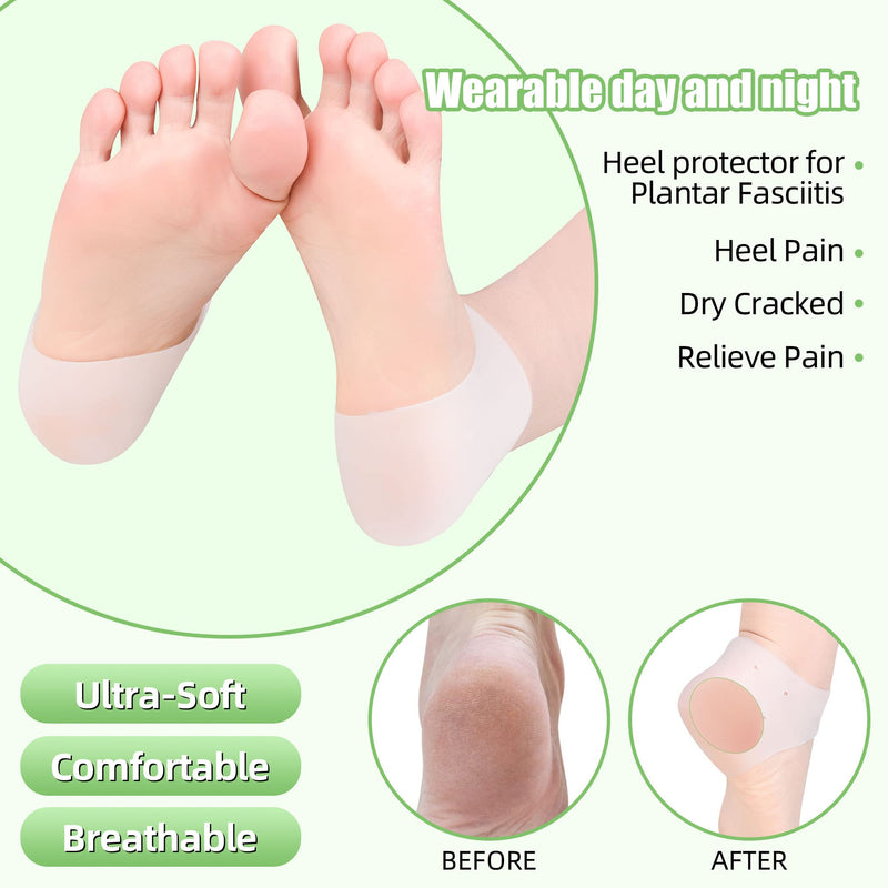 Heel Cushion Pads,Heel Protectors DYKOOK 4pcs Heel Support for Plantar Fasciitis,Heel Pain,Dry Cracked Heels,Gel Heel Cups for Men & Women (White) - NewNest Australia