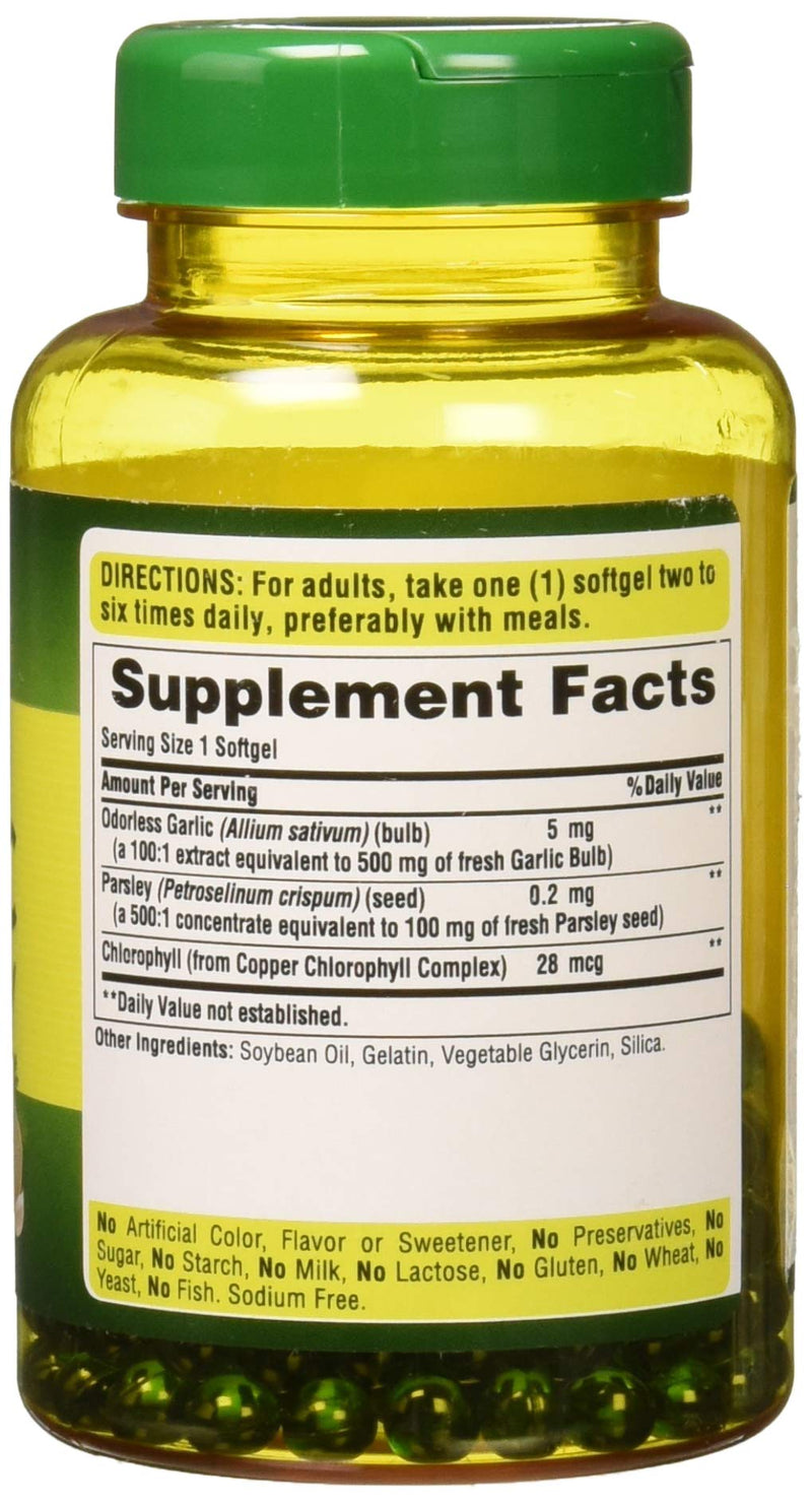 Puritans Pride Odorless Garlic & Parsley 500 Mg / 100 Mg, 250 Count - NewNest Australia