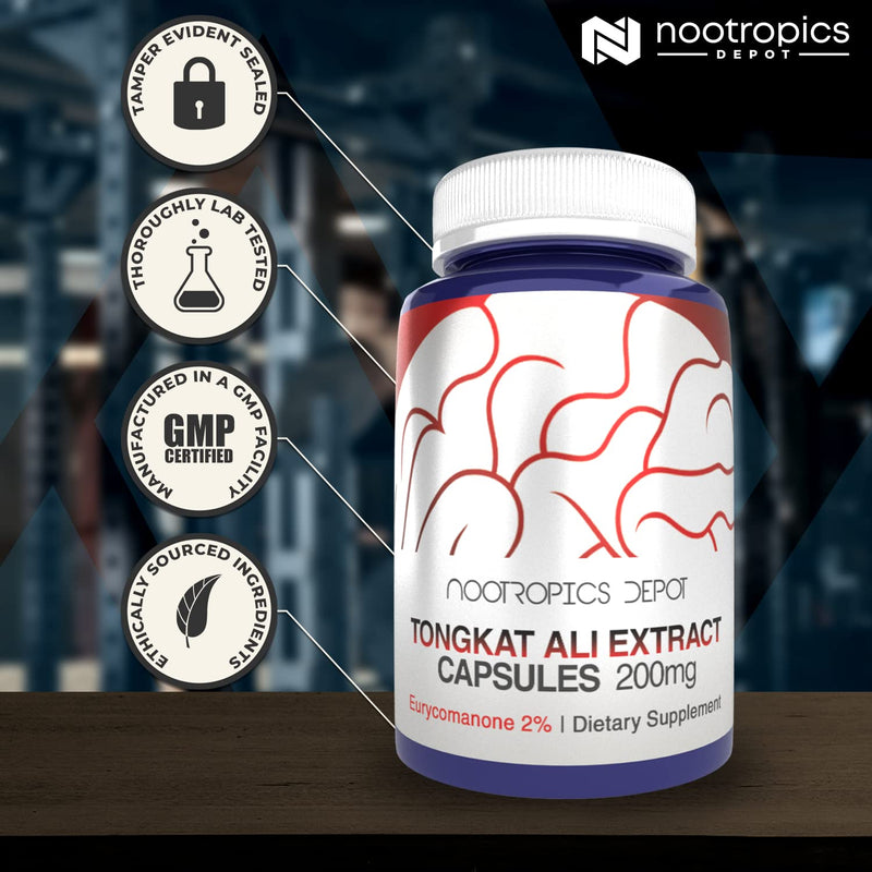 Tongkat Ali Extract Capsules | 200mg | 60 Count | 2% Eurycomanone by HPTLC | Eurycoma longifolia Root Extract 60 Count (Pack of 1) - NewNest Australia