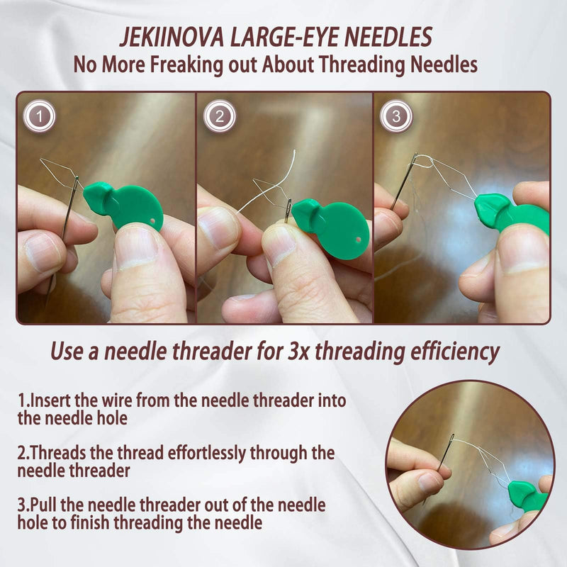 Large-Eye Needles for Hand Sewing, 50pcs Premium Large Eye Sewing Needles with Threaders and Storage Tube 5 Size Large Eye Pointed Stitching Needles for Stitching Crafting Projects and Embroidery - NewNest Australia