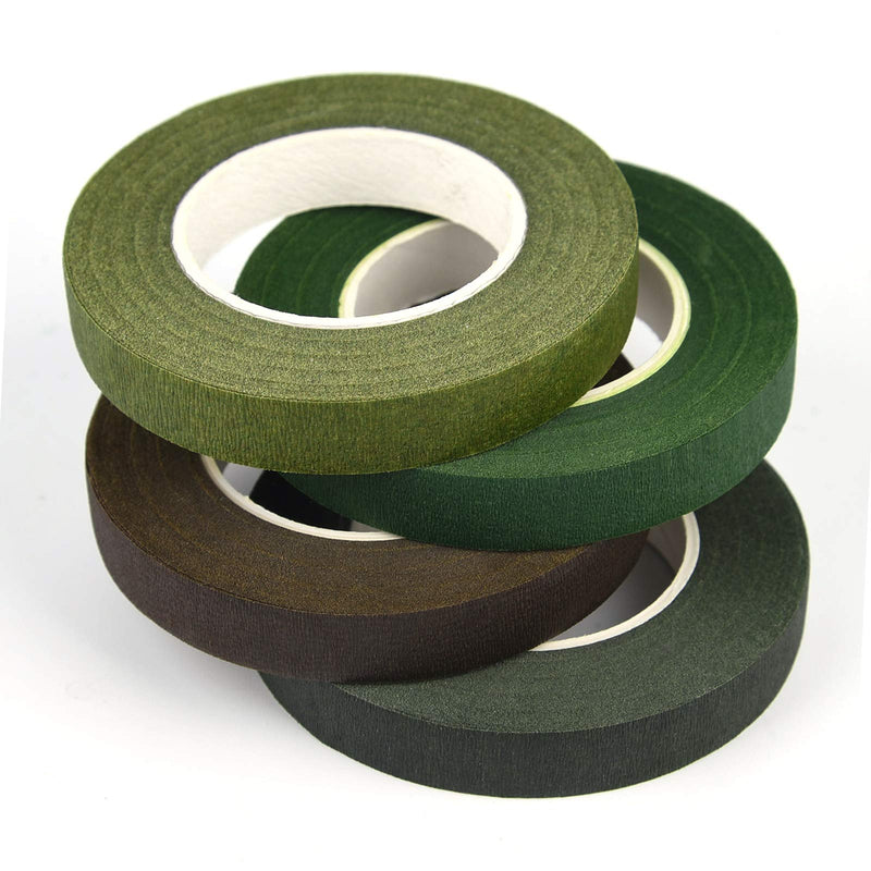 KUUQA 4 Rolls 1/2" Wide Floral Tapes for Bouquet Stem Wrapping and Floral Crafts,Wedding Bouquet,Dark Green,Light Green,Grass Green,Dark Brown Mix Color - NewNest Australia